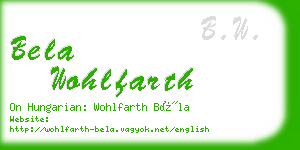 bela wohlfarth business card